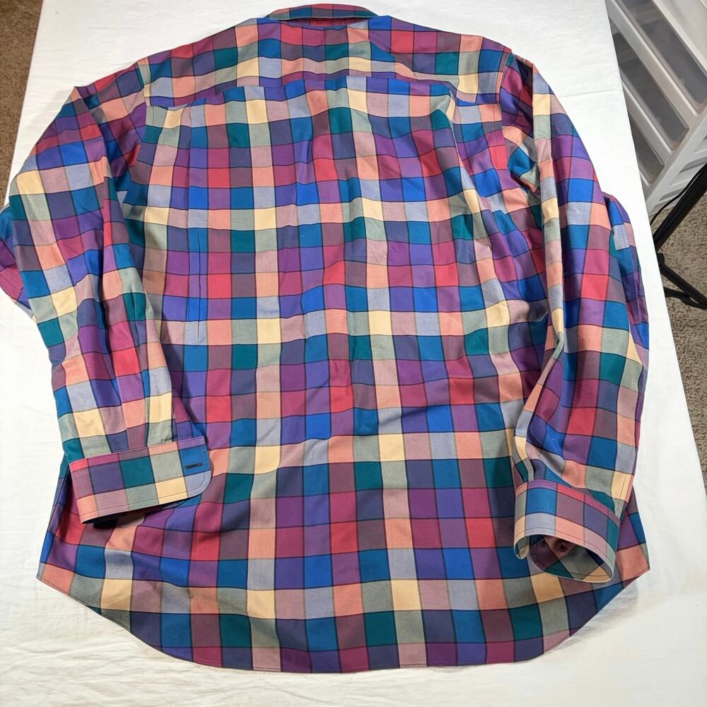 Paul Fredrick Mens jewel toned check long sleeve shirt. Size LT. career, office - Picture 2 of 4